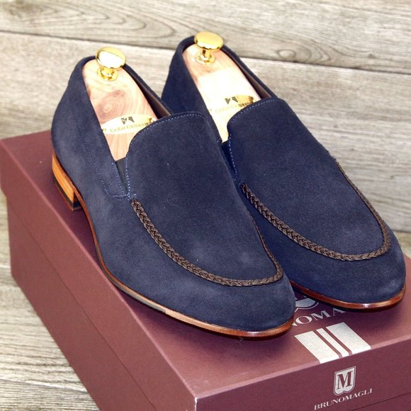 * NIB * $395 Bruno Magli NUNZIO 9.5 M Navy Suede Nordstrom * add $15 new Trees